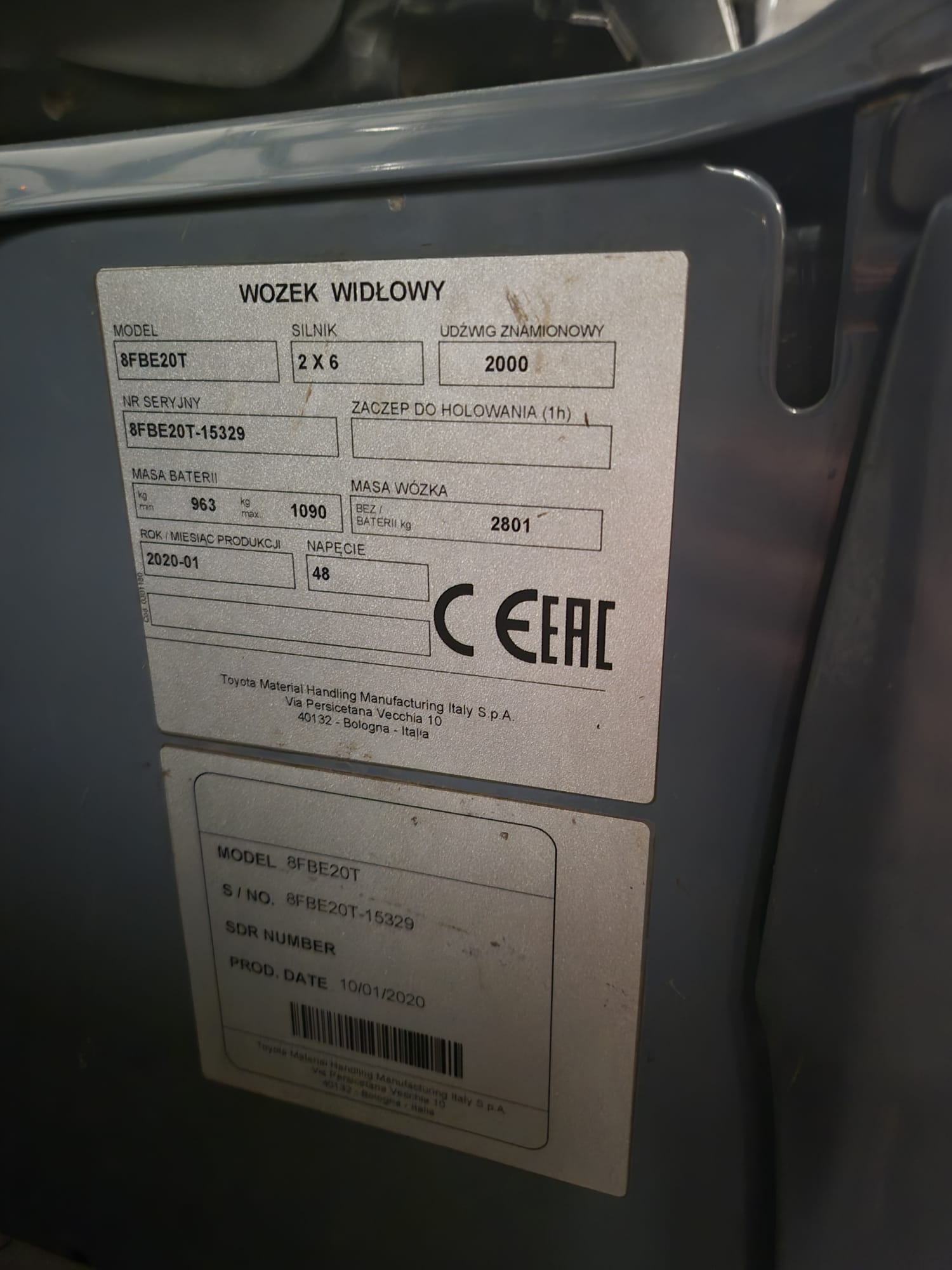 ELECTRICA 3 RUEDAS TOYOTA 8FBE20T - Imagen 12